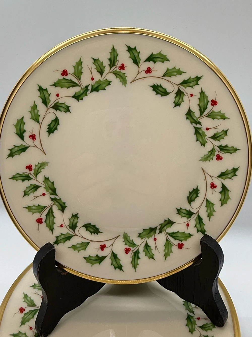 Lenox Holiday Bread and Butter Plates with Gold Trim- Three (3)